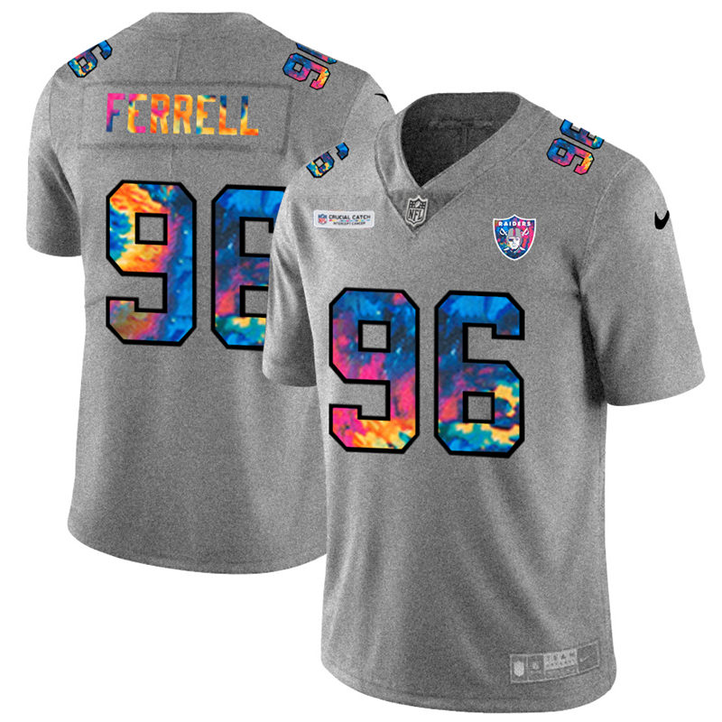 NFL Las Vegas Raiders #96 Clelin Ferrell Men Nike MultiColor 2020  Crucial Catch  Jersey Grey->chicago bears->NFL Jersey